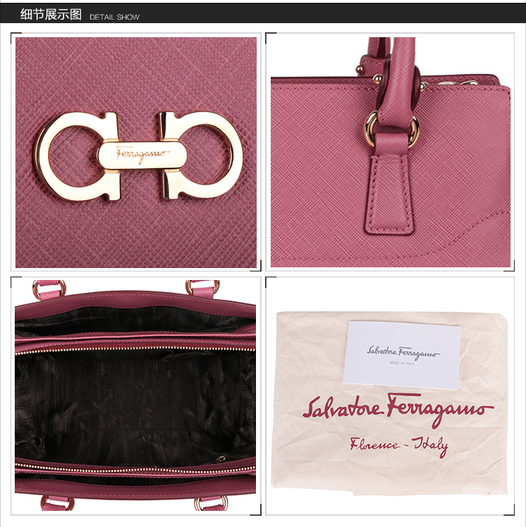 salvatore ferragamo/菲拉格慕女士多色牛皮正面logo标识手提包/单肩