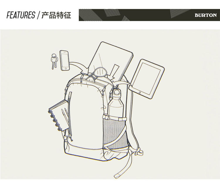 burton/伯顿 prospect双肩背包 21l 休闲户外野餐徒步旅行登山滑雪