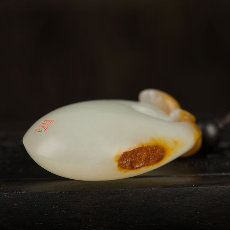 oriental art/金昭玉粹 和田玉 籽料 挂饰 一路如意 叶清作品图片