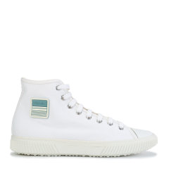 prada/普拉达 帆布 系带 男士高帮休闲帆布鞋 小白鞋图片