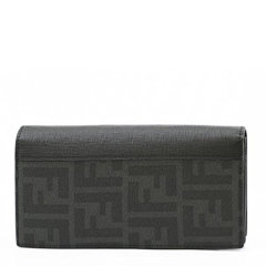Fendi/芬迪   男士pvc配皮经典双FF印花logo长款钱包图片