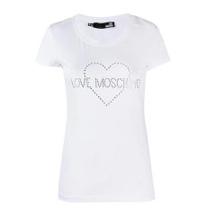 Love Moschino/爱莫斯奇诺  女装 服装 棉质心形logo图案时尚修身短袖T恤  女士短袖T恤W4B194T-2065-A00图片