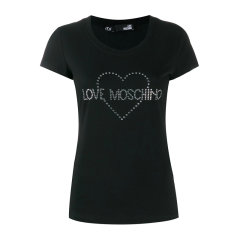 Love Moschino/爱莫斯奇诺  女装 服装 棉质心形logo图案时尚修身短袖T恤  女士短袖T恤W4B194T-2065-A00图片