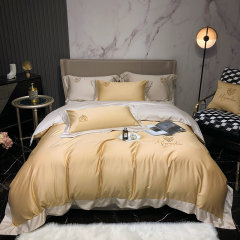 Fantti/芬缇 床上用品100支长绒棉双拼刺绣四件套被罩床单被单枕套床盖图片
