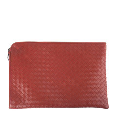 Bottega Veneta/葆蝶家 男士棕红色编织牛皮拉链开合手拿包手包腕包男包 224052-V4651 多色可选图片