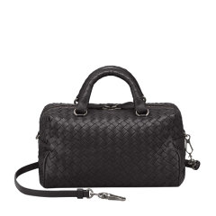 Bottega Veneta/葆蝶家  女士黑色小羊皮编织款拉链开合迷你手提包单肩包斜挎包波士顿包女包 428051-V0016-8175图片