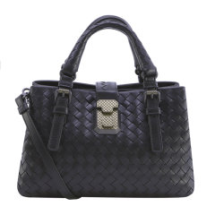 Bottega Veneta/葆蝶家 女士牛皮黑色编织款卡扣开合单肩包斜挎包手提包女包 493994-VQ13B-1000图片