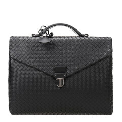Bottega Veneta/葆蝶家 男士深棕色牛皮编织卡扣翻盖开合手提包公文包男包 113095-V4651-2006图片