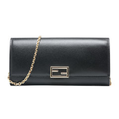 FENDI/芬迪21新品金属徽标牛皮革翻盖女士长钱夹钱包链条包8M0365AHM0图片