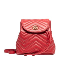 GUCCI/古驰 GGMarmont系列/倪妮同款 女士牛皮经典GG复古时尚翻盖双肩背包图片