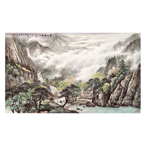 吴子明 《青山泉鸣》签名限量版画