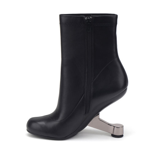 UNITED NUDEUNITED NUDE 女士靴子UNITED NUDE 鳄鱼皮电镀铝合金高跟短靴 黑 undefined正品 价格