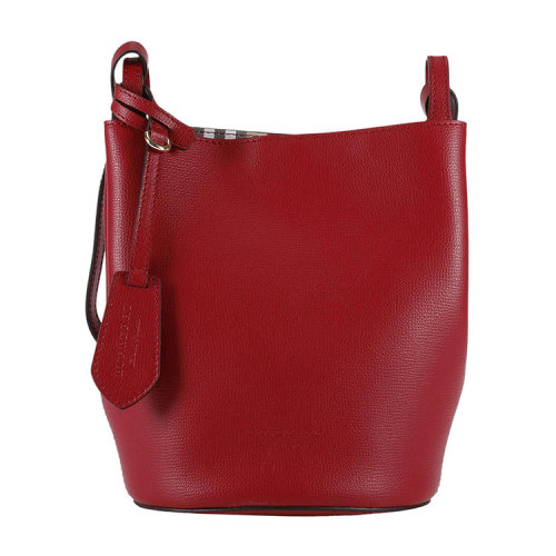 【17秋冬】 burberry/博柏利 女士 织物/配皮 水桶包 红色 单肩包 gi