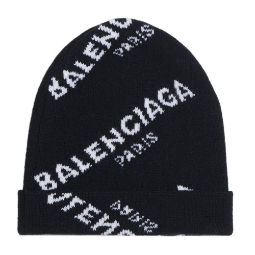 【包税】balenciaga 巴黎世家 男士黑色羊毛logo印花帽子黑色 均码