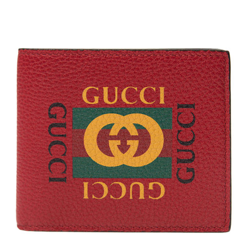 gucci/古驰【20春夏】 女士红色牛皮经典logo款短款钱包卡包手拿包