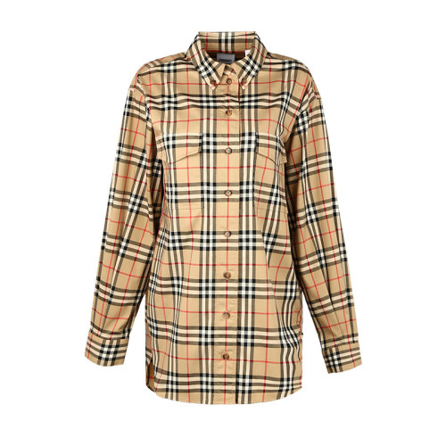 burberry衬衫,burberry衬衫真假辨别 【20春夏】burberry/博柏利女装巴宝莉衬衫 卡其色格纹 女士长袖衬衫
