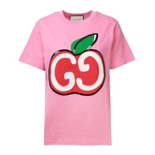 gucci/古驰 女装 服饰 圆领 棉质经典款半袖 女士短袖t恤 580762苹果
