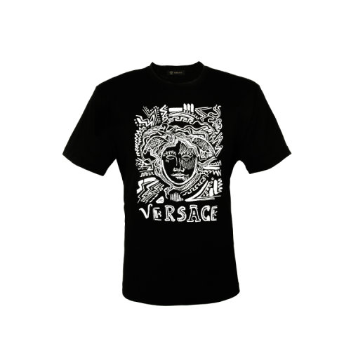versace/范思哲 男装棉质黑色男士短袖t恤 a78927 a224589 a008
