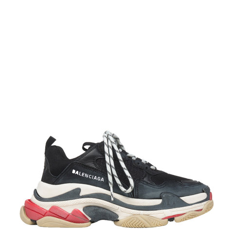 【包税】balenciaga/巴黎世家 爆款triple s 女士黑红拼色老爹鞋