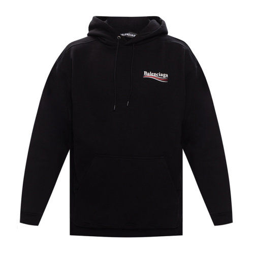 balenciaga/巴黎世家 男装 服装 黑色徽标logo印花连帽衫 男卫衣