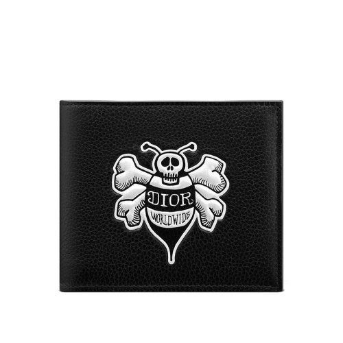【包税】dior/迪奥 2020春夏新款 男士黑色粒面小牛皮拼接蜜蜂shawn