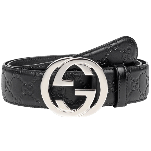 gucci/古驰 腰带经典款男士黑色双g压花牛皮板扣腰带 411924cwc1n1000