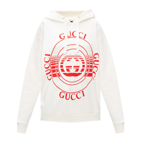 gucci 古驰 女士 服装 奶油色印花连帽衫 女卫衣