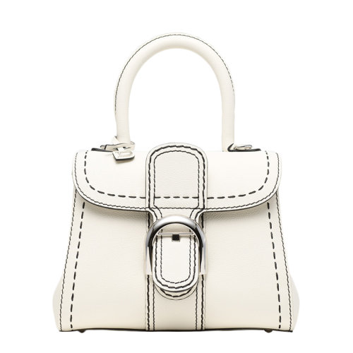 【包税】delvaux/德尔沃 经典brillant系列 迷你象牙色牛仔粒纹小牛皮