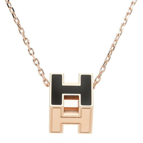 hermes /爱马仕 项链 cage d h 玫瑰金色链;金色链