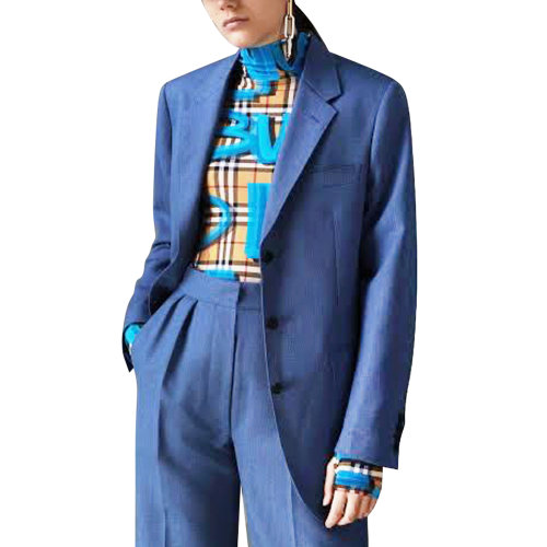 burberry/博柏利 羊毛混纺蓝色女士西服 单件西装 正装 上装 外套