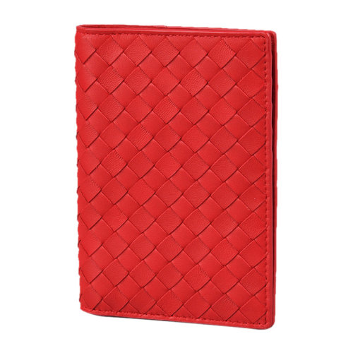 【包税】bottega veneta/葆蝶家 bv 女士红色编织牛皮长款钱包卡包零