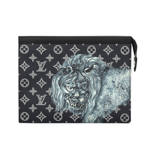 louis vuitton/路易威登 男包 帆布/配皮 动物园系列中号手袋 手拿包