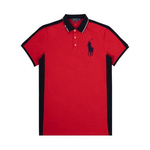 ralph lauren/拉夫劳伦马球 男士大马标领口撞色条纹短袖polo衫