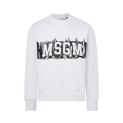 msgm/msgm经典简约黑色棉质胸前字母印花图案设计圆领套头男卫衣