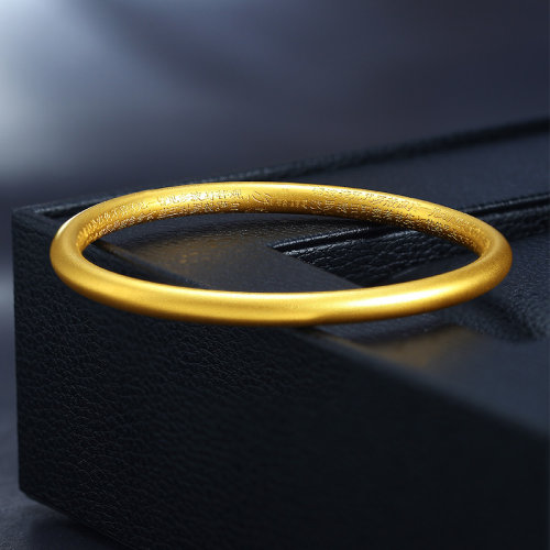laomiaojewelry/老庙黄金999足金古法光面手镯轻奢优雅古法工艺黄金手