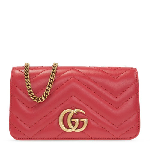 【包税】gucci/古驰【20秋冬新款 女士黑色皮革迷你gg徽标斜挎包单