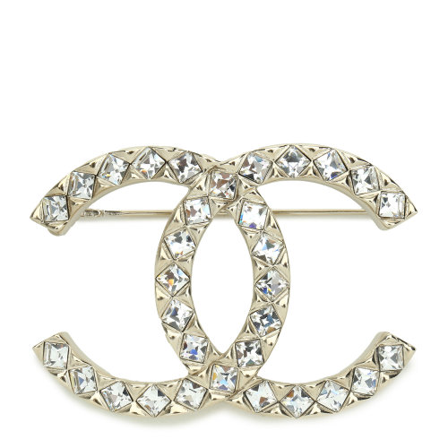 chanel(香奈儿#浅金色仿钻石双c胸针