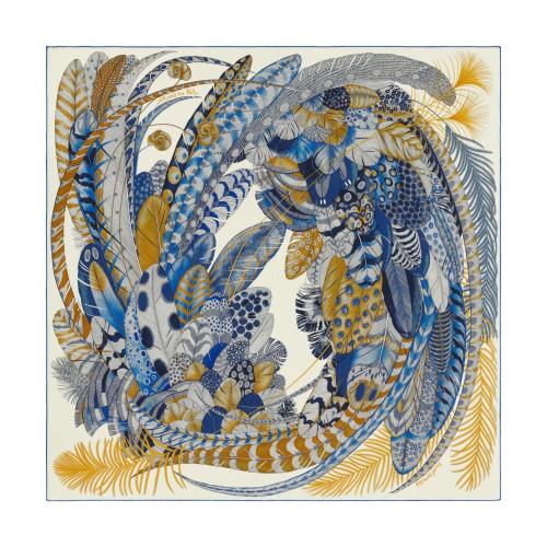 【包邮包税】 hermes爱马仕 21年春夏 女士 丝巾 chale 140 plumes en