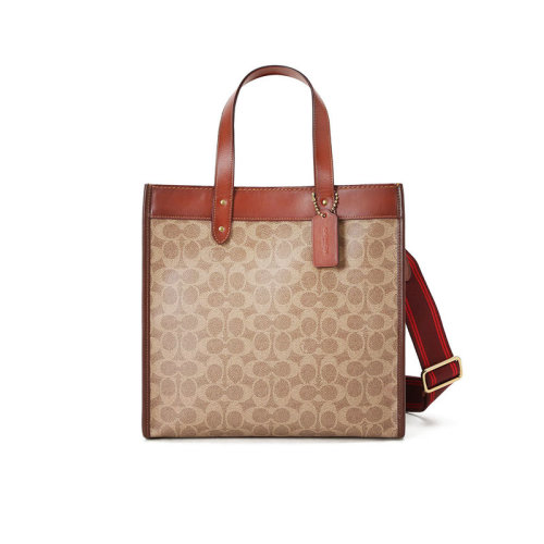 coach/蔻驰 经典标志帆布马车图案印花field托特包c0776织物
