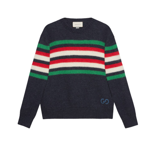 gucci/古驰 男士针织衫/毛衣 striped wool alpaca jumper with gg