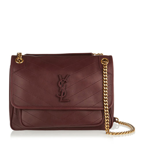 saint laurent paris/圣罗兰 niki系列中号女士纯色复古羊皮经典金属