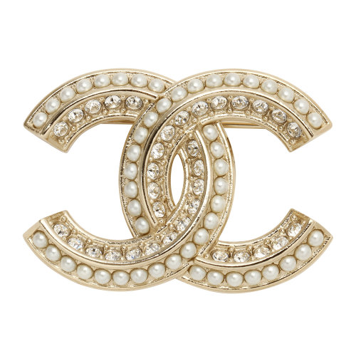 chanel(香奈儿#银色双c仿珍珠/仿水钻胸针