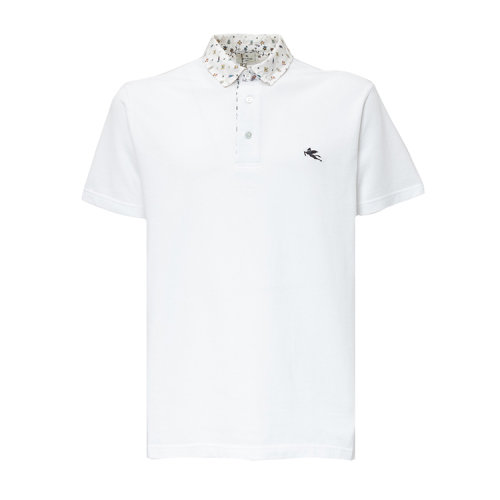 etro/艾特罗 21年春夏 logo 男性 白色 男士短polo 1y1438091 990