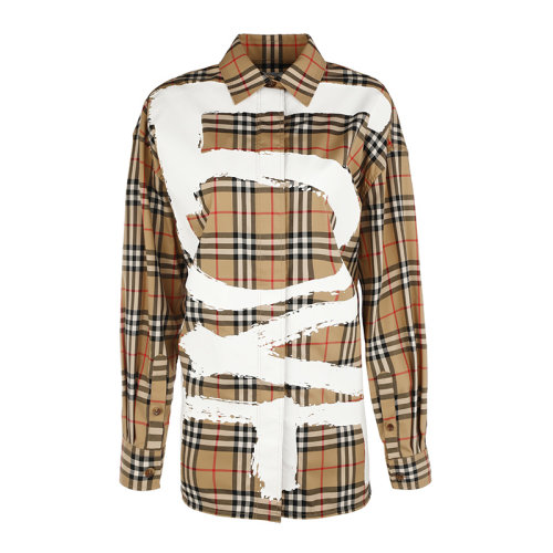burberrybrit衬衫,burberrybrit风衣 burberry/博柏利21春夏love 印花 vintage 格纹宽松女士长袖衬衫