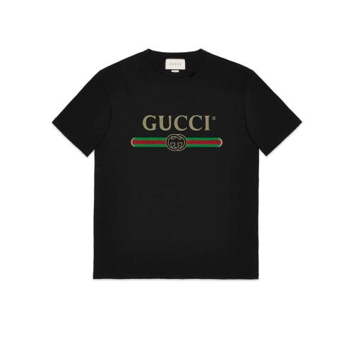 guccit恤真假鉴定,gucci鞋子真假鉴定图 【包邮包税】 gucci古驰 21年春夏 女士 gucci标识印花超大造型t恤