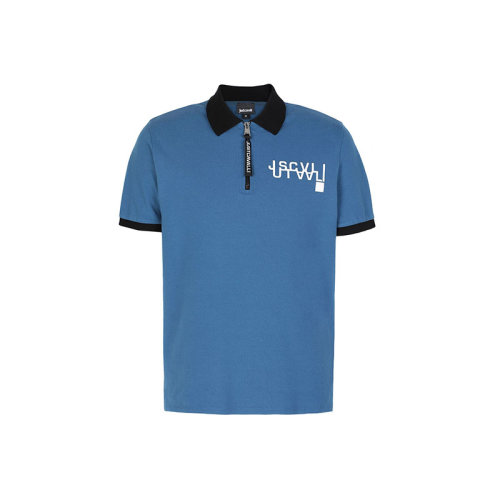 cavalli polo衫 短袖 蓝色 左胸字母logo 男士 男士短袖polo衫