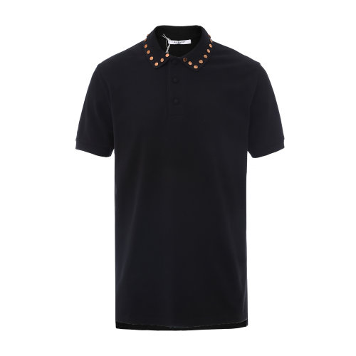 【瑕疵折扣】givenchy/纪梵希 纯棉黑色男士短袖t恤 polo衫 男装 上衣