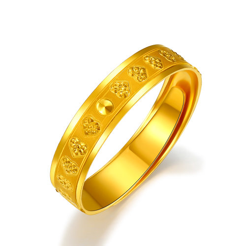 ru jin sui yue/如金岁月黄金戒指情侣对戒女 爱心足金婚戒结婚求婚