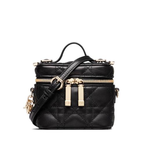 迪奥新款包包2021,迪奥2021最新款包 dior/迪奥 lady dior micro vanity case黑色藤格纹小羊皮小号化妆包