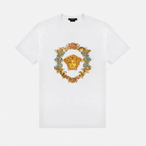【预售】versace/范思哲 白色短袖t恤 印有trsormedusa圆形花环美杜莎